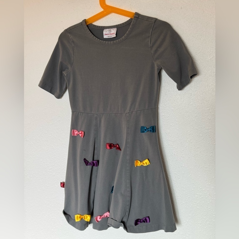 • Hanna Andersson Grey Bow Dress • size 5